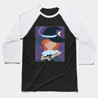 Illustrated Teen Witch T-Shirt with Background Baseball T-Shirt